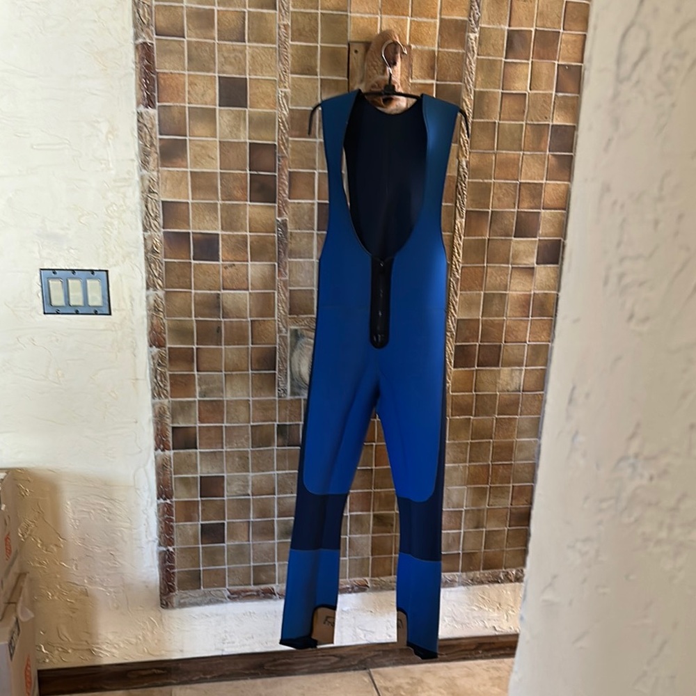 Two tone Blue Sleeveless Neoprene Jumpsuit by Frolic brand for skiing or surfing